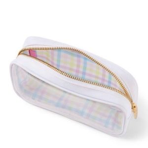 Stoney Clover Lane x Target white, clear, rainbow gingham small pouch